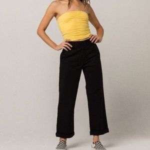 FREE PEOPLE DICKIES WORK CROP ROLL PANTD BLACK 3